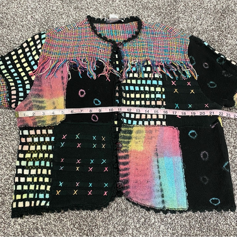 Sandy Starkman Vintage Silk Blend‎ Colorful Button Down Sweater Women’s Large - Picture 5 of 6